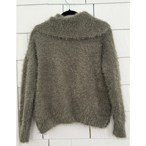 Pink Rose Sage Green Fuzzy Eyelash Knit Sweater Cozy Soft Girl Winter Juniors XL - Picture 2 of 8